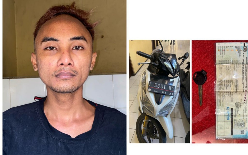 Rikki Haryanto pelaku pencurian kendaraan bermotor (Curanmor) ditangkap oleh Unit Reskrim Polsek Semampir kota Surabaya