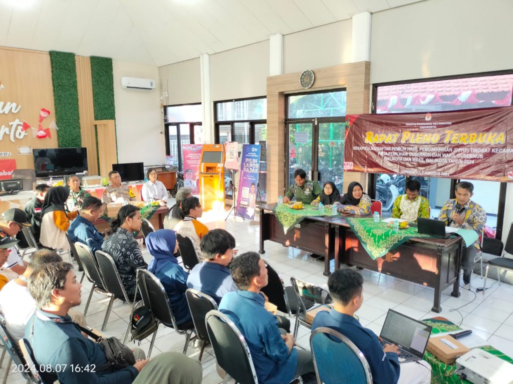 Rapat Pleno Rekapitulasi DPHP Tingkat Kecamatan Simokerto Jelang Pilkada 2024 Berjalan Lancar